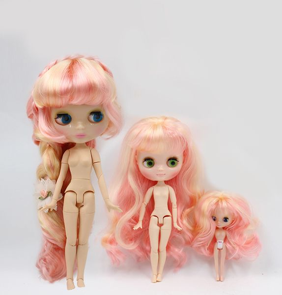 

nude factory blyth doll sister combination series no.bl313/1010 light pink mix yellow hair transparent skin t200428
