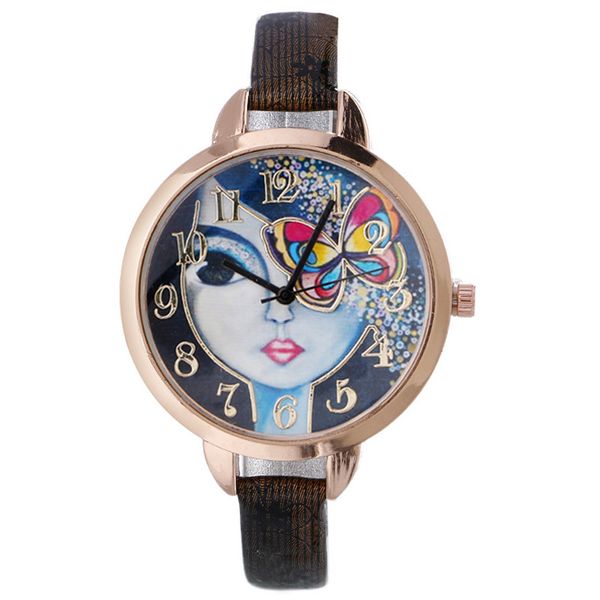 

vintage butterfly pattern 2018 women watches face fashion casual quartz wrist watch for party gifts dress watch women, Slivery;brown