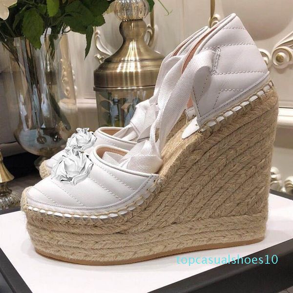 

platform sandals women designer sandals velvet leather platform espadrille heel height 12cm platform 2.5cm model 35-40 model t10, Black