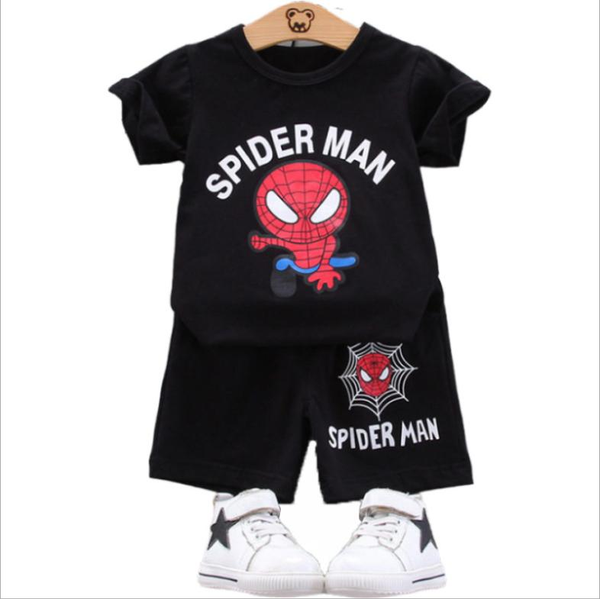 

baby boy two-piece suit summer clothes baby cartoon with the same paragraph t-shirt summer cartoon children's t-shirt suit, White