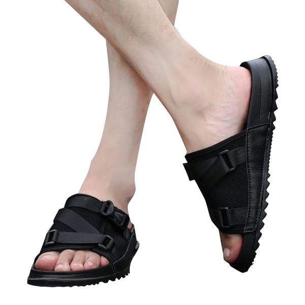 

sagace men's slipper summer men shoes breathable walking beach sports slippers outdoor men\x27s shoeslarge size round head apl23, Black