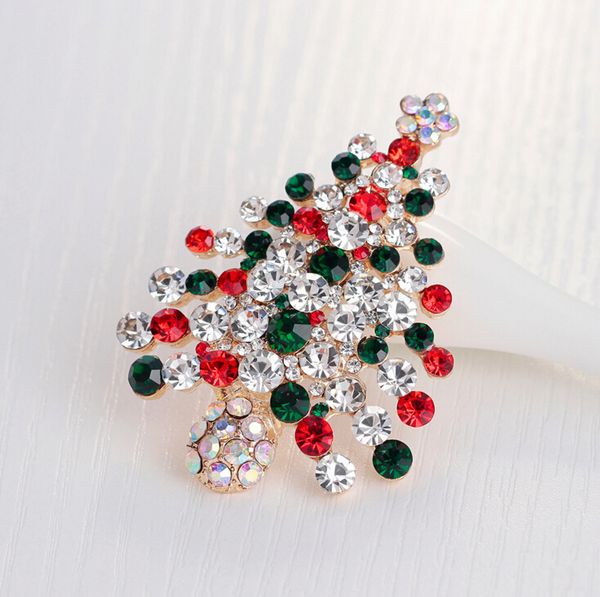 

new christmas tree brooch rhinestone crystal brooches for female pins lapel pin women wedding scarf pins charm jewelry, Gray