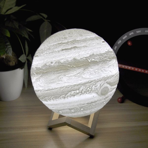 

2019 3d print jupiter lamp earth lamp colorful moon lamp rechargeable change touch usb led night light home decor creative gift