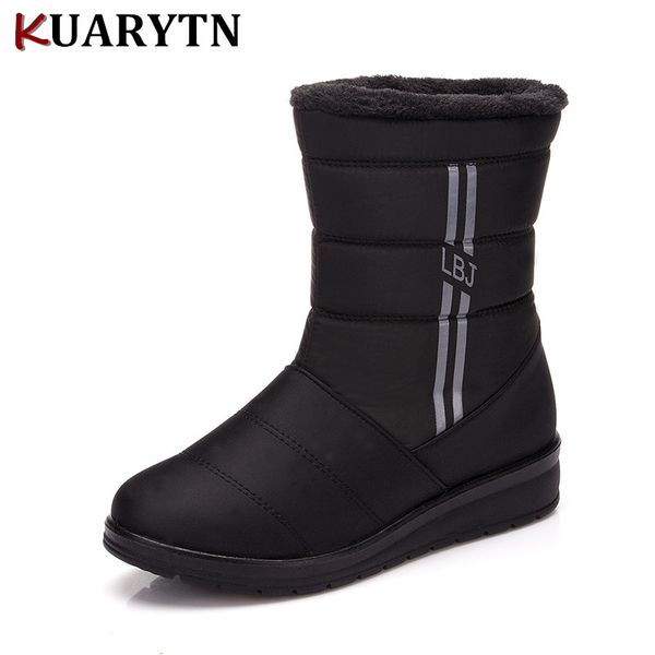 

2018 shoes women boots black red mid-calf riding boots russia winter waterproof keep warm snow down shoes