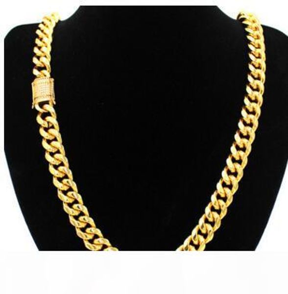 

miami cuban link chain box lock 14k gold plated necklace, Silver