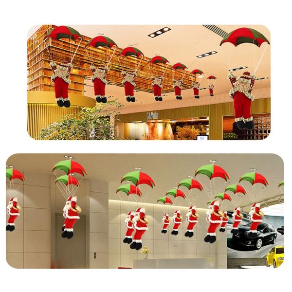 

hanging parachute santa claus, christmas decoration indoor outdoor decorations