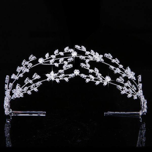 

tiaras and crown hadiyana gorgeous temperament bride wedding hair jewelry women party headpiece zirconia bc4891 corona princesa y200409, Slivery;golden