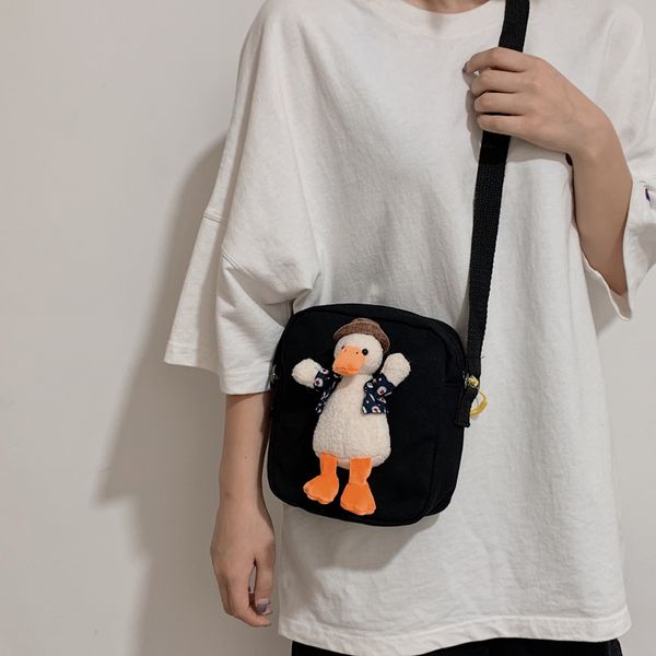 

cute small bag duck bag female 2020 new girl canvas korean version wild ins wind cute student harajuku crossbody