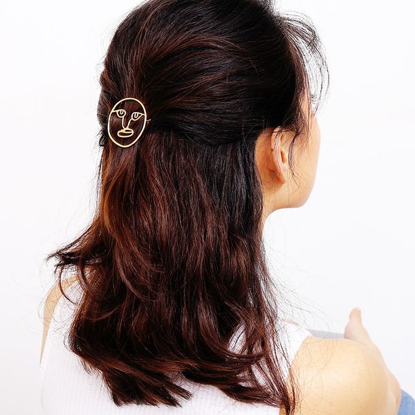 

2020 fashion face alloy волос клип напыщенной личность ювелирных геометрическая бобби pin vintage волосы заявление стики, Golden;white