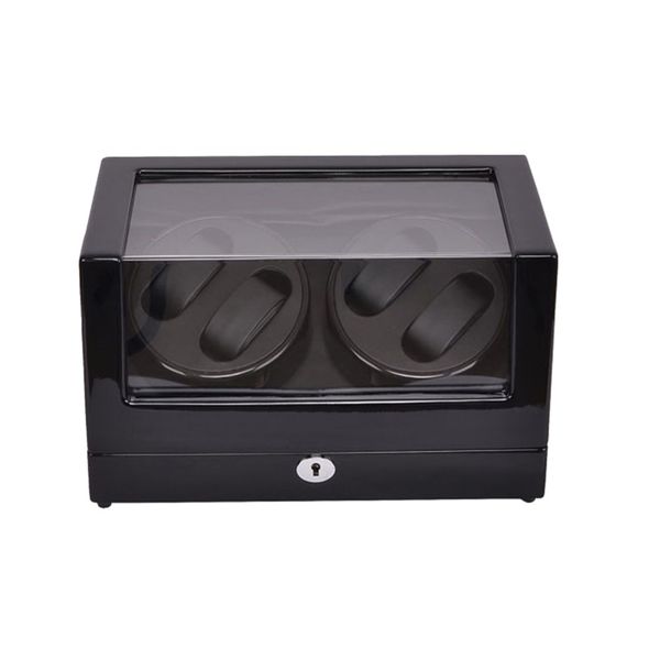 

watch winder ,lt wooden automatic rotation 4+0 watch winder storage case display box (black-black, Black;blue