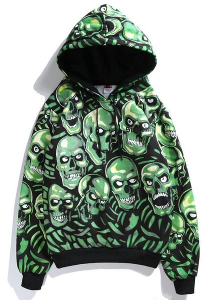 

2020 women's skulls luminous clothes casual hooded hoodies fleece pullover hoody man women coat camouflage sweatshirts noctilucous jack, Black