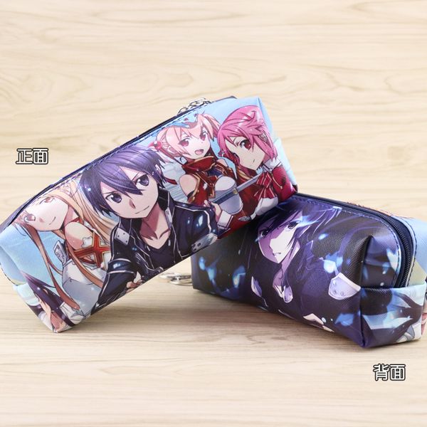 

anime sword art online long pencil bag kirigaya kazuto and yuuki asuna cartoon cosmetic bag
