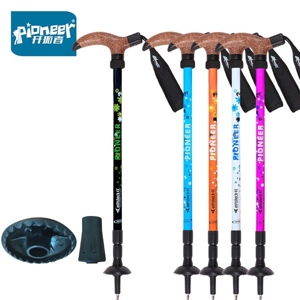 

pioneer trekking ski pole the aged walking stick adjustable hiking alpenstock shock aluminum climbing camping telescopic cane