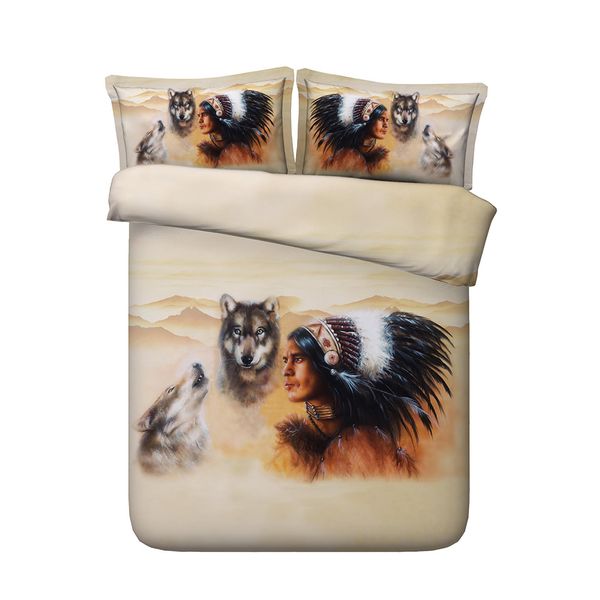 3d Mountain Wolf Print Duvet Cover Set Bedding With Pillowcase