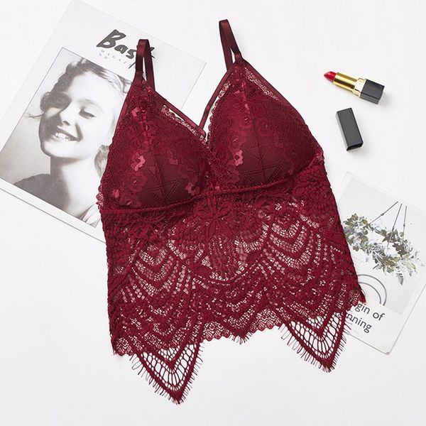 

2019 female seamless padded floral bra women's lace embroidered tube bralette lingerie, Black;white