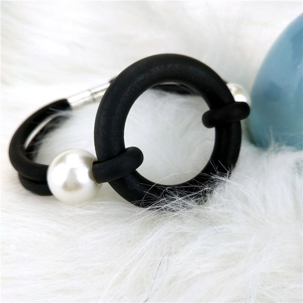 

ukebay new rubber charm bracelet for women hollow charm bracelets punk dangle jewelry elasticity meterial handmade jewelry chains wholesale, Golden;silver