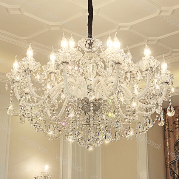 

white / black crystal chandelier light europe e14 led pendant hanging light lamp home lighting indoor fixture 110v-240v dhl