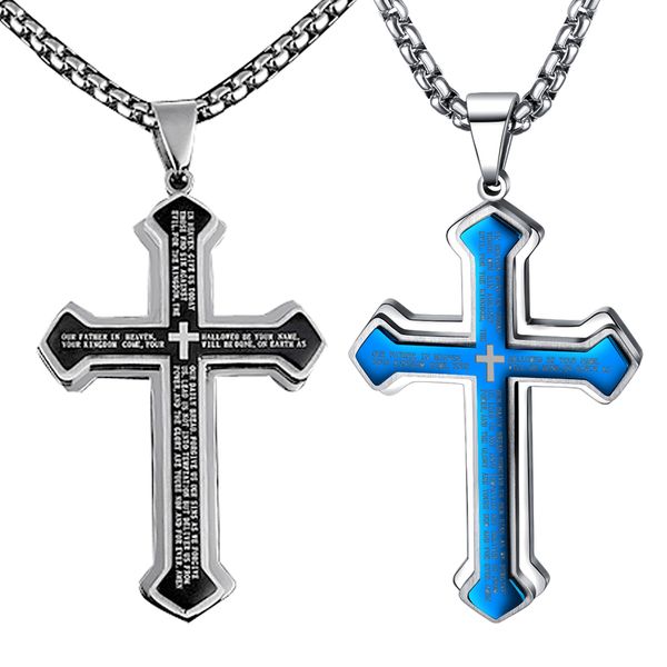 

2x cross pendant necklace polished street hip-hop chain necklace gift 24, Silver