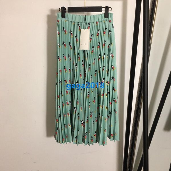 

high end women girls a-line плиссированная юбка на всем протяжении мультфильм мотив юбка женский повседневный миди платье взлетно-посадочная, Black