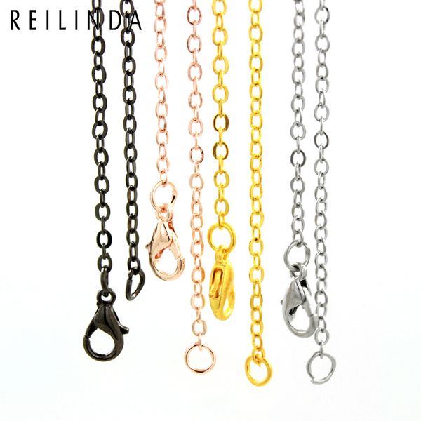 

wholesale 10pcs 2mm link chain necklace silver/gold/rose gold/black long chain men's necklace chains lsch14