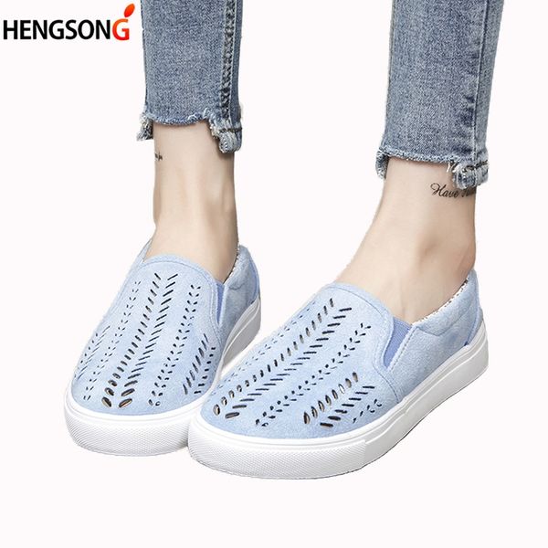 

2018 весна женщина кроссовки выреза на резинку спортивной обуви женского flock слип-на пологой дышащем flats спортивной обуви женщина, Black