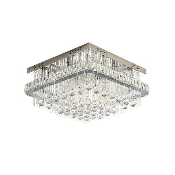 New Arrival Modern Dimmable Square Crystal Ceiling Chandelier