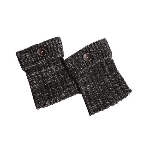 

arm & leg warmers woman winter warm color mixing strips buttons legs acrylic knit boots sleeve yoga socks decoration access, Black