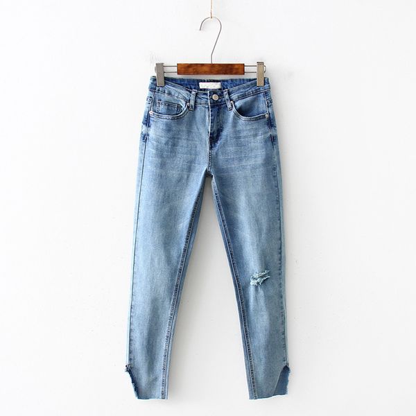 

new spring fashion elastic golden body jeans for european station 2019, Blue