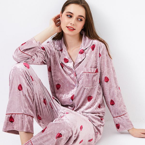 

pajamas sets for women warm pleuche cute pink 2 pcs long sleeve pyjama femme sleepwear suit girl homewear pijama mujer, Blue;gray