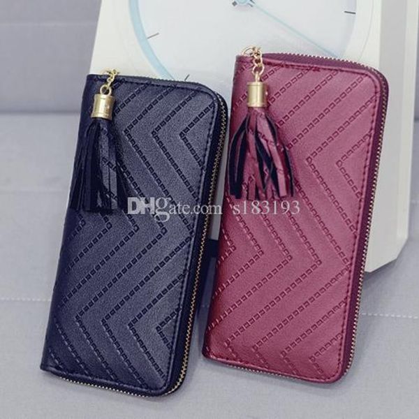 

горячая продажа и оптовые 2019 кутюр одиночной молнии дешевого бумажник конструктора женщин пу кожаного бумажник дама дама длинный кошелек, Red;black