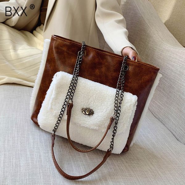 

bxx] искусственный мех crossbody сумка для женщин 2019 winter большой емкости цепи плеча сумки lady подогреть travel сумка hj728