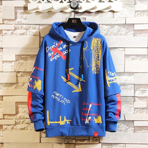 

мужские толстовки 2020 новый повседневный мужская мода хип-хоп печати с капюшоном свитер casual male сыпучие streetwear толстовка 4 цвета кр, Black