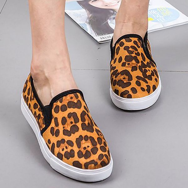 

women's loafers plus size 43 shallow non slip leopard shoes woman leather rubber flat shoes women casual round toe, Black