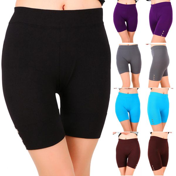 

2019 new summer women long tight shorts high waist skinny black red gray slim sport shorts, White;black
