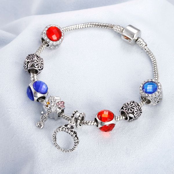 

charm women silver crystal bracelets red bangles flower leaf heart diy female chain bracelet jewelry fashion gifts, Black