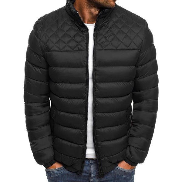 

cysincos men's striped parkas winter jacket classic warm parka coats masculino zipper outwear pocket stand collar coats, Black;brown