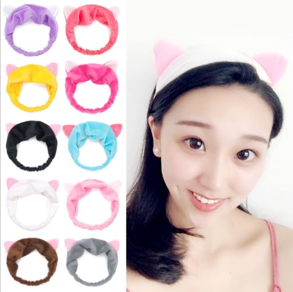 

cute womens lady girl elastic grail cat ears headdress hair braiders accessories party gift makeup tolls headband 100pcs, Brown