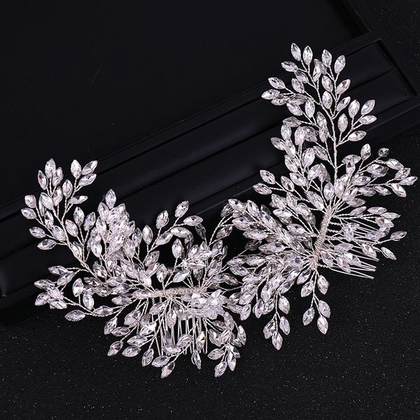 

fashion silver gold hair combs full crystal with two combs women jewelry bridal tiara headbands handmade wedding hair accessorie, Golden;white