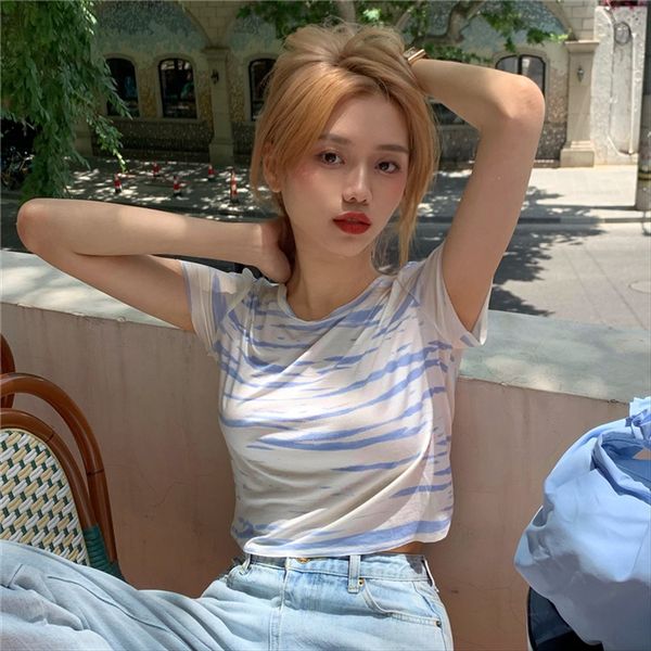 

2020 fresh and sweet round collar slim women's 2020 fresh and sweet pullover t-shirt pullover round collar slim women's t-shirt, White