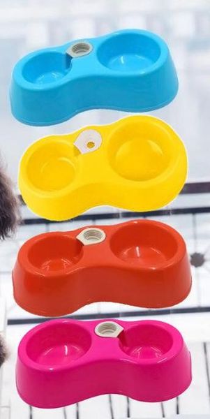 Alimentatore portatile per animali domestici Alimentatore automatico a doppia porta in plastica Ciotole per bacinelle per acqua potabile per cani da compagnia