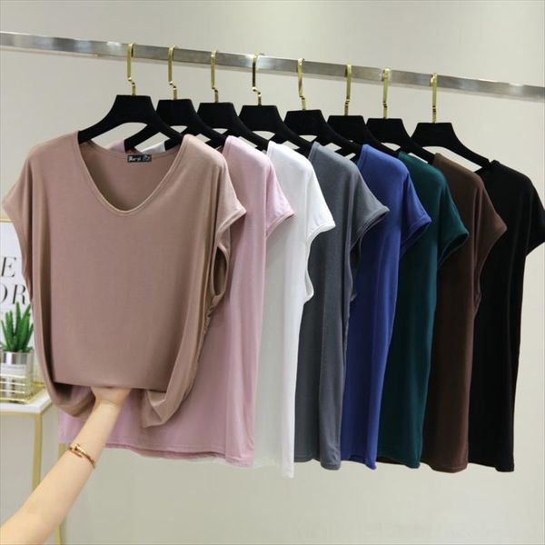 

base shirt women's thin modal short-sleeved t-shirt loose large size slim solid color simple cotton all-match summer, White