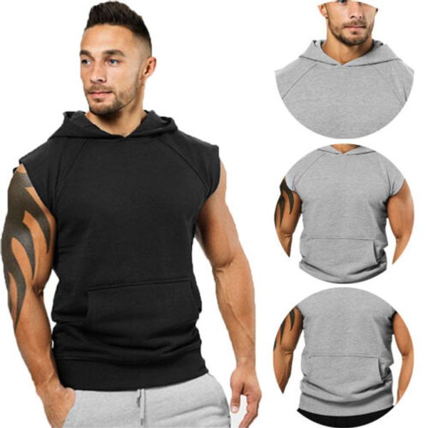 

Running Vest Men's Gym Hoodie Summer Bodybuilding Gym Tank Top Vest Sleeveless Fitness Shirt