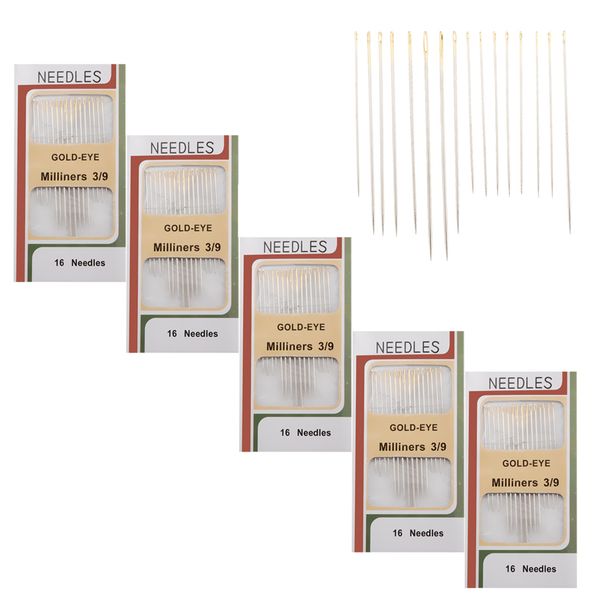 

80 pieces useful hand sewing stitches needles self threading easy to thread pins, Black