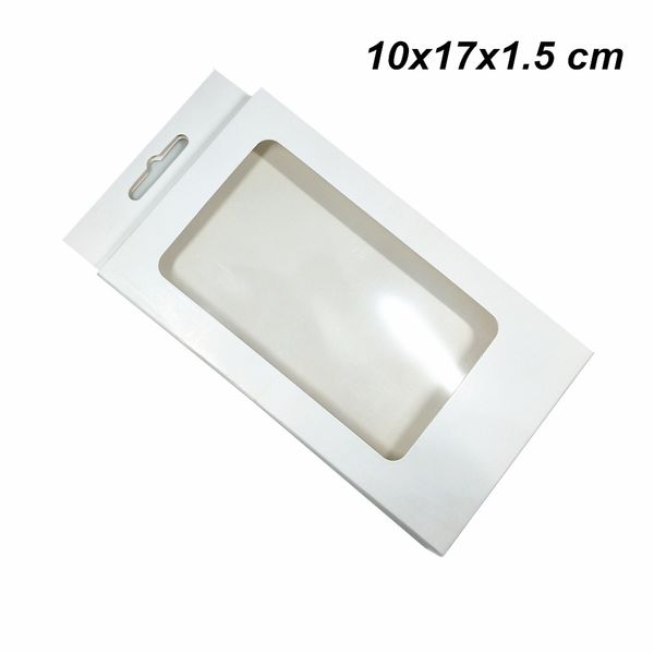 20 pezzi / lotto bianco 10x17x1,5 cm carta kraft custodia protettiva per cellulare scatola di imballaggio finestra scatola di cartone normale appesa per accessori