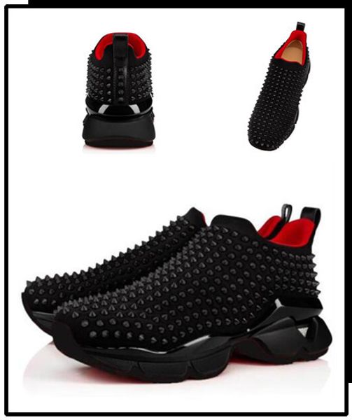 

designer mens red bottoms shoes womens rivet spiky junior spikes red sole 0, Black