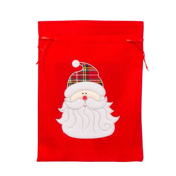 

new cartoon embroidered christmas gift bag drawstring closure holiday treat bag santa claus/snowman/elk