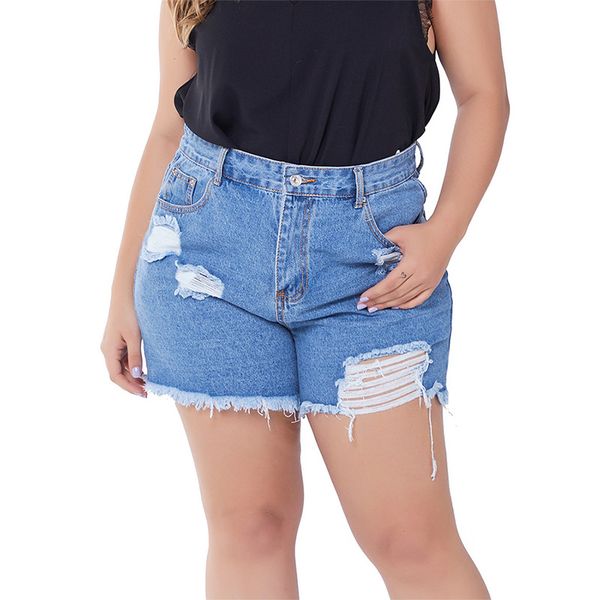 

women's shorts joursneige ripped short jeans for women fat mm plus size stretch fashion blue high waist woman skinny causal denim, White;black