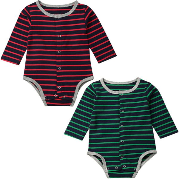 

0-18m newborn baby girl boy bodysuits clothes striped print long sleeve bodysuit jumpsuit outfits, Blue