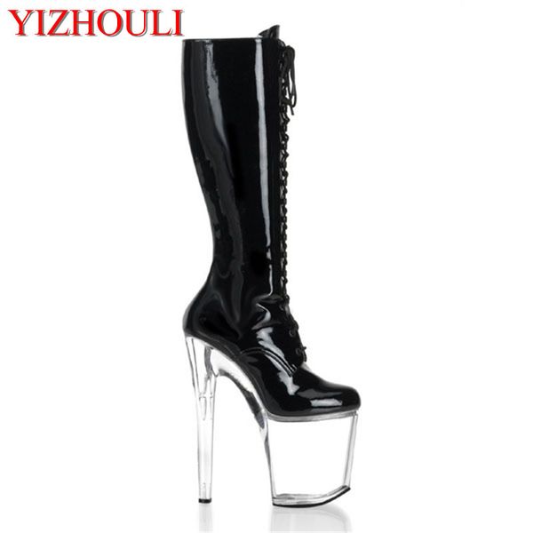 

supermodels catwalk shoes super high heels shoes 20cm props nightclub paris fashion boots, Black