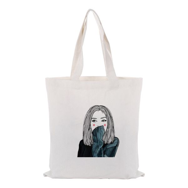 

canvas tote bag text diy handbag print customized printing logo daily use foldable shopping bag reusable personlity